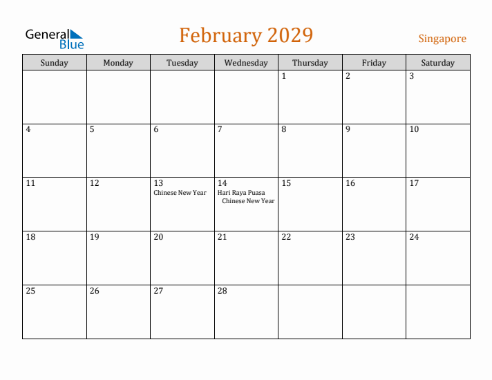 February 2029 Holiday Calendar with Sunday Start