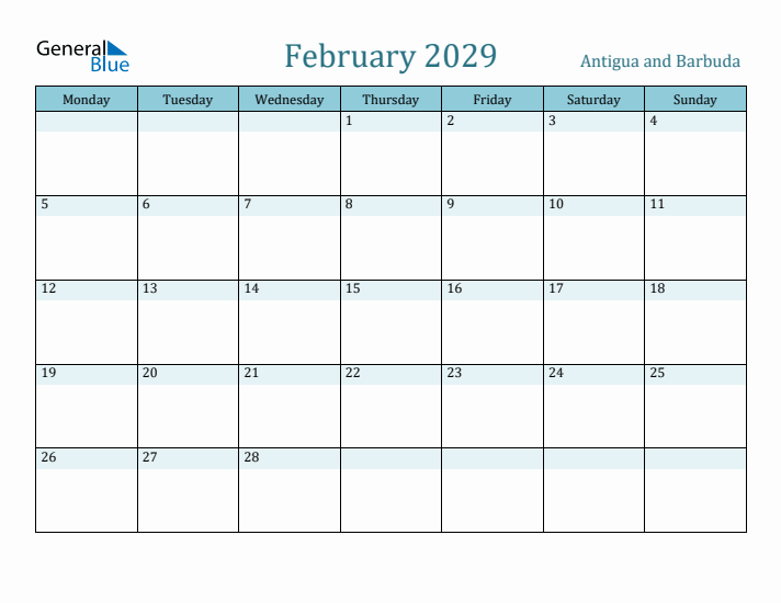 February 2029 Calendar with Holidays