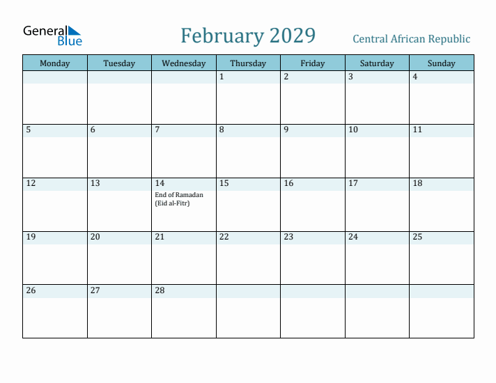 February 2029 Calendar with Holidays