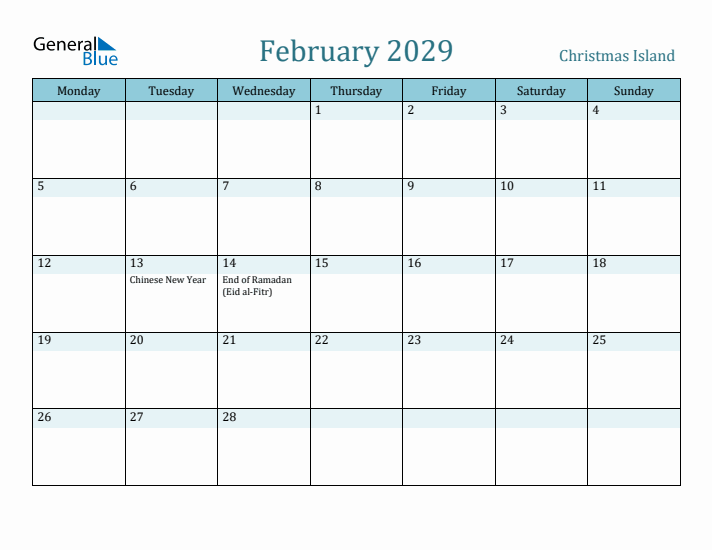 February 2029 Calendar with Holidays