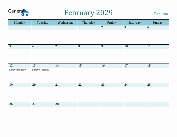 February 2029 Calendar with Holidays