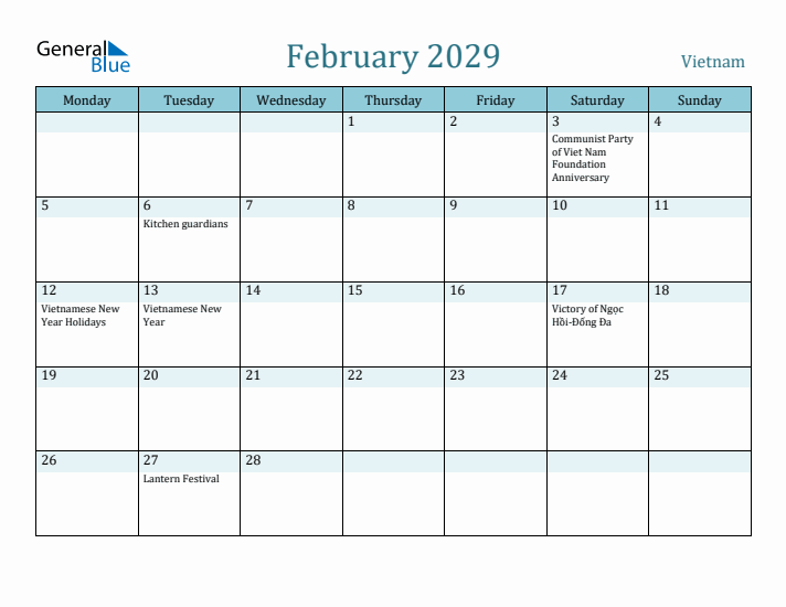 February 2029 Calendar with Holidays