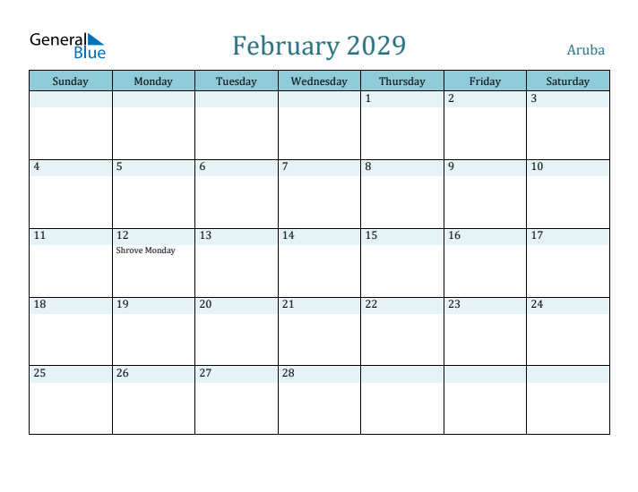 February 2029 Calendar with Holidays