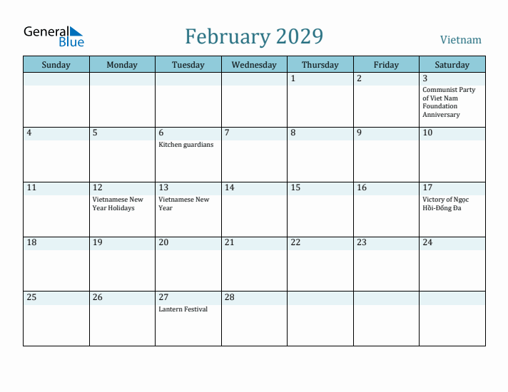 February 2029 Calendar with Holidays