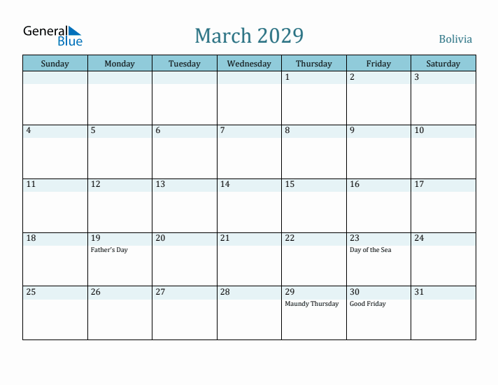 March 2029 Calendar with Holidays