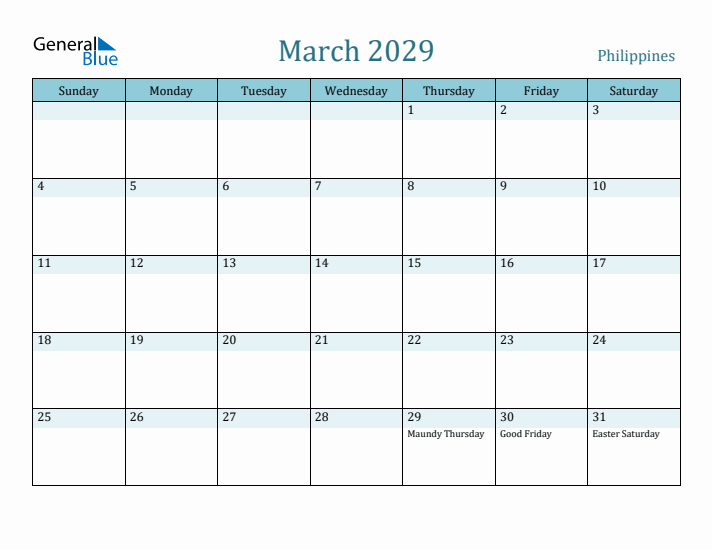 March 2029 Calendar with Holidays