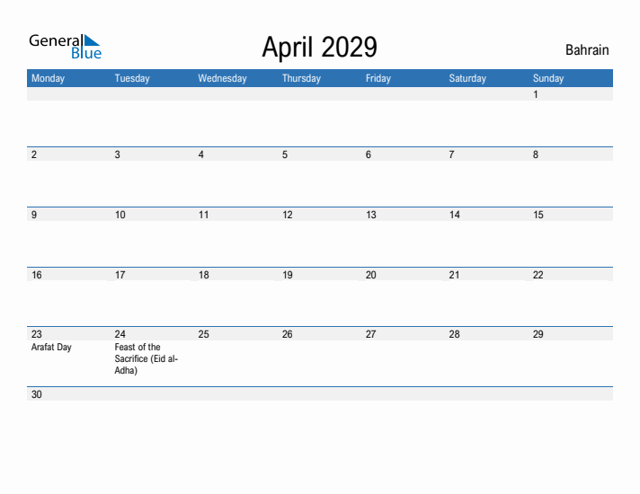 Fillable April 2029 Calendar