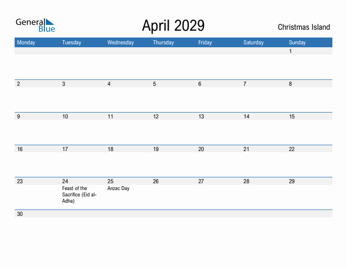 Fillable April 2029 Calendar