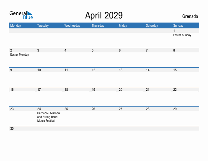 Fillable April 2029 Calendar