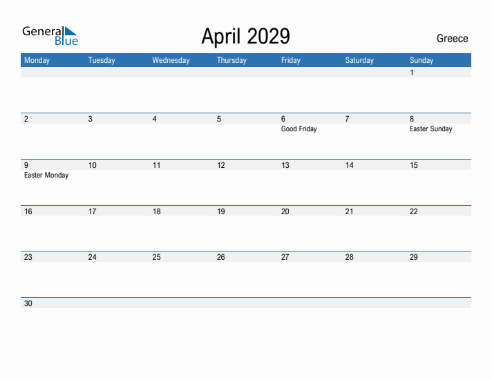 Fillable April 2029 Calendar