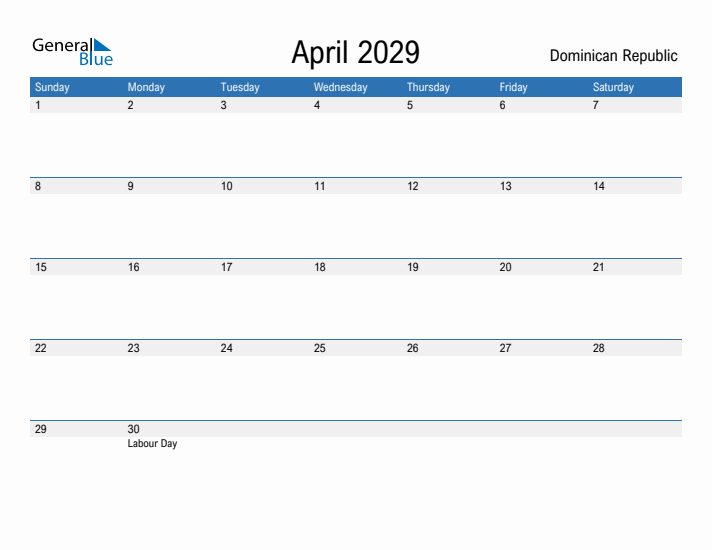 Fillable April 2029 Calendar