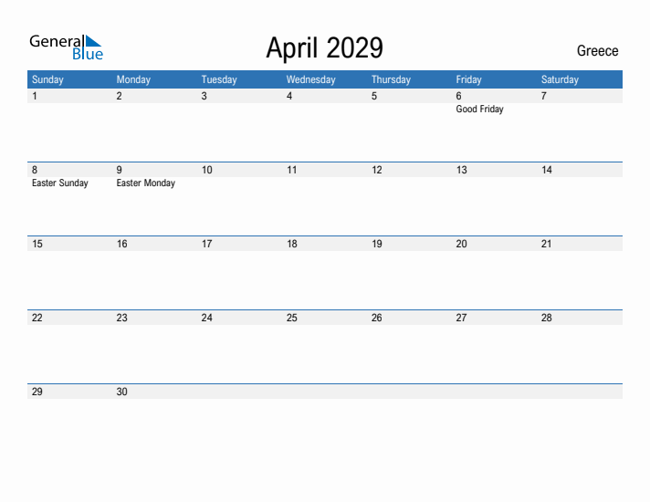 Fillable April 2029 Calendar