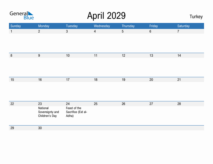 Fillable April 2029 Calendar