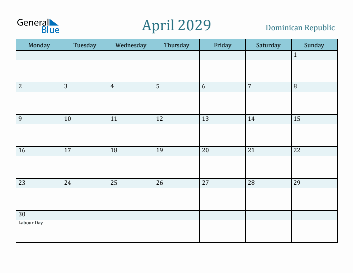 April 2029 Calendar with Holidays