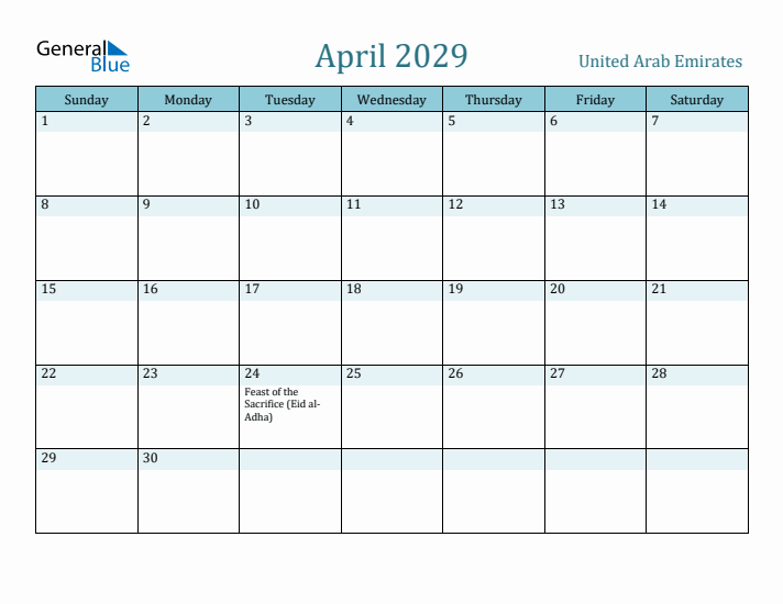 April 2029 Calendar with Holidays