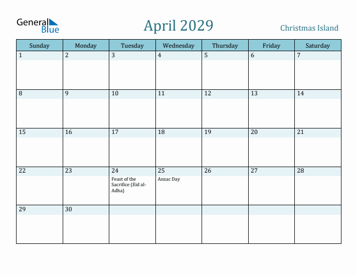 April 2029 Calendar with Holidays