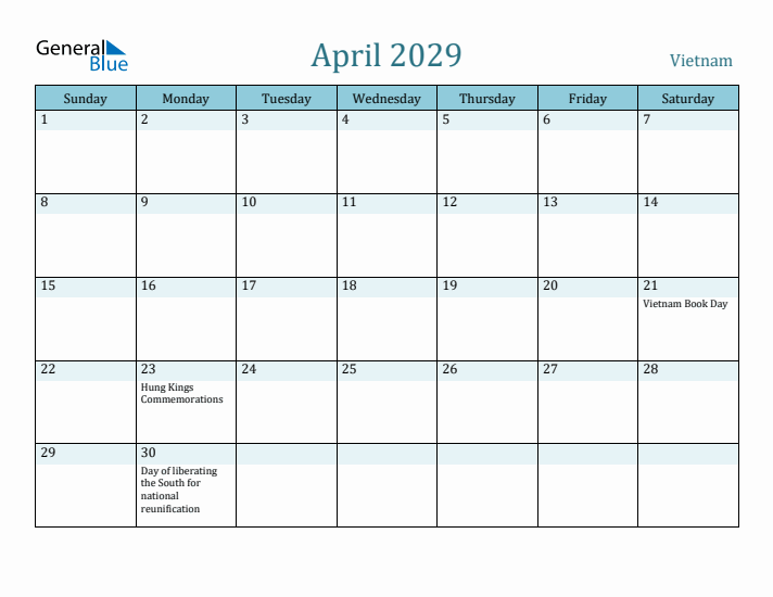 April 2029 Calendar with Holidays