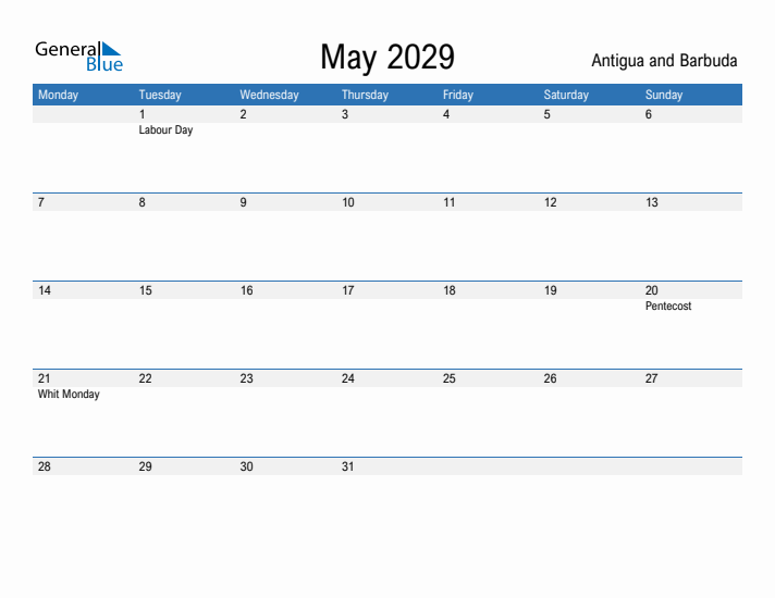 Fillable May 2029 Calendar