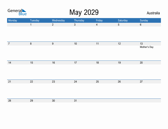 Fillable May 2029 Calendar