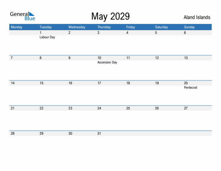 Fillable May 2029 Calendar