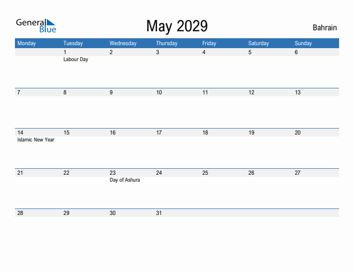 Fillable May 2029 Calendar