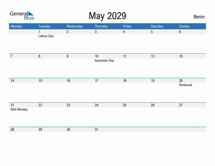 Fillable May 2029 Calendar