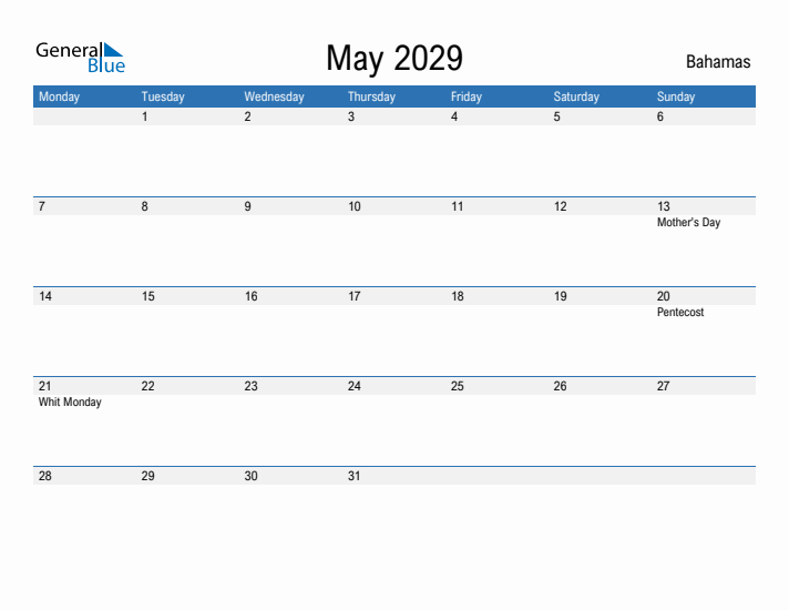 Fillable May 2029 Calendar