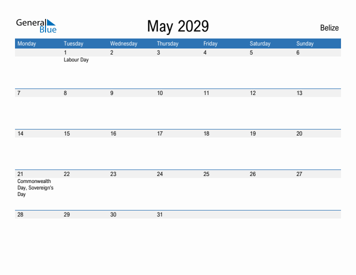 Fillable May 2029 Calendar