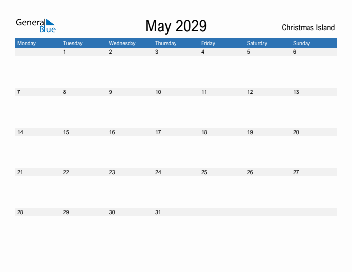 Fillable May 2029 Calendar