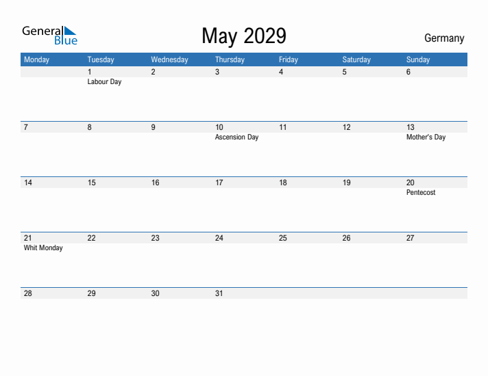 Fillable May 2029 Calendar