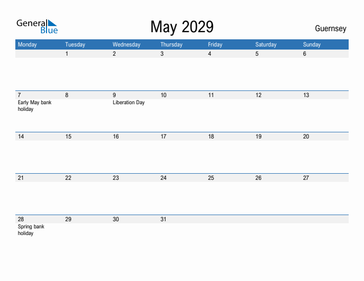 Fillable May 2029 Calendar