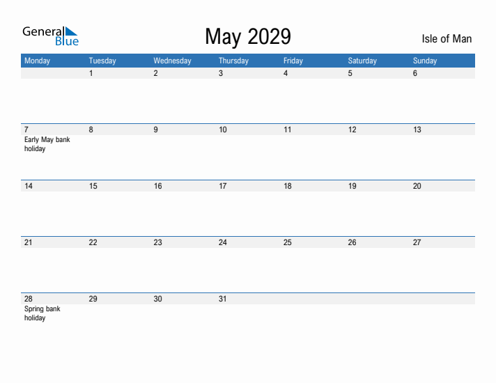 Fillable May 2029 Calendar