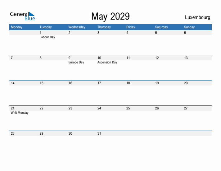 Fillable May 2029 Calendar