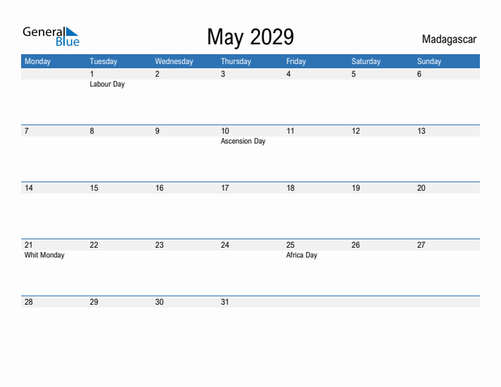 Fillable May 2029 Calendar