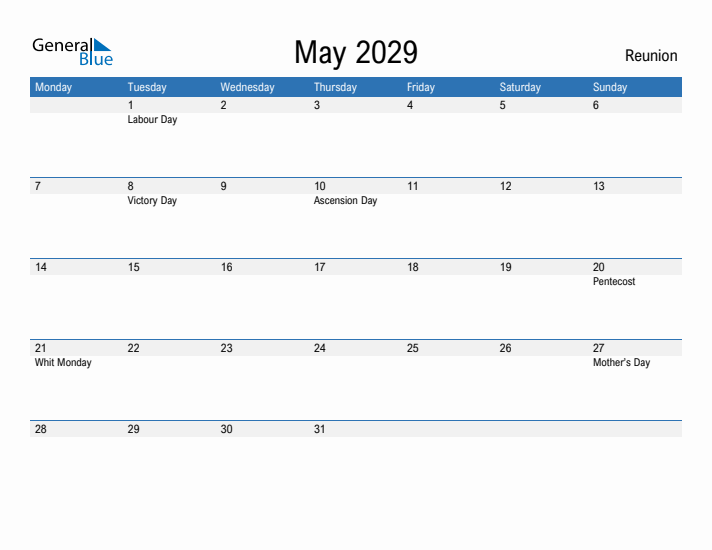 Fillable May 2029 Calendar