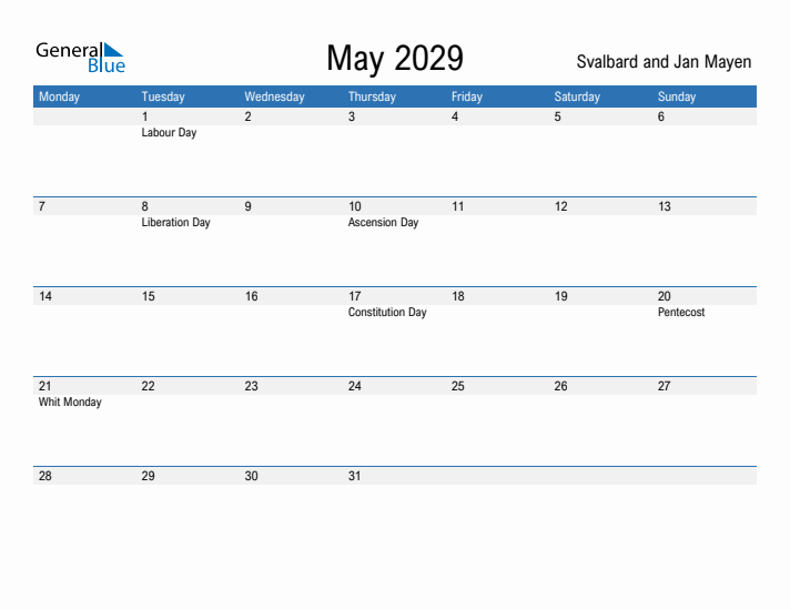 Fillable May 2029 Calendar