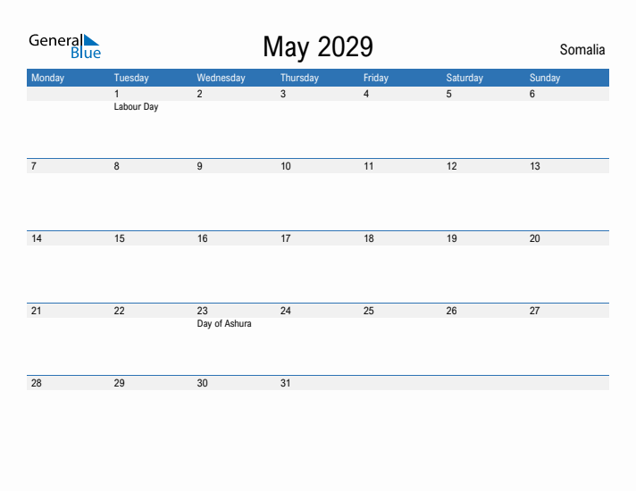 Fillable May 2029 Calendar