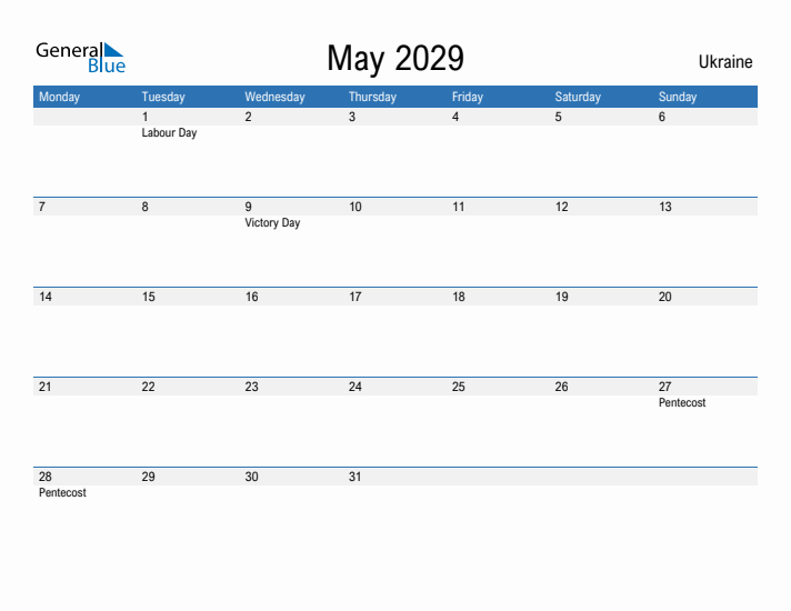 Fillable May 2029 Calendar