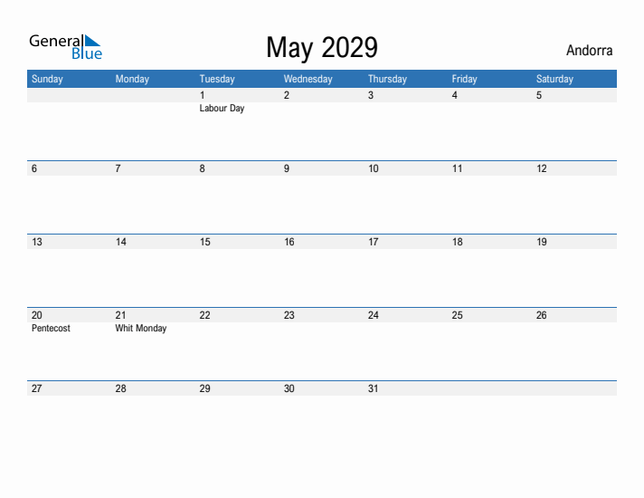 Fillable May 2029 Calendar