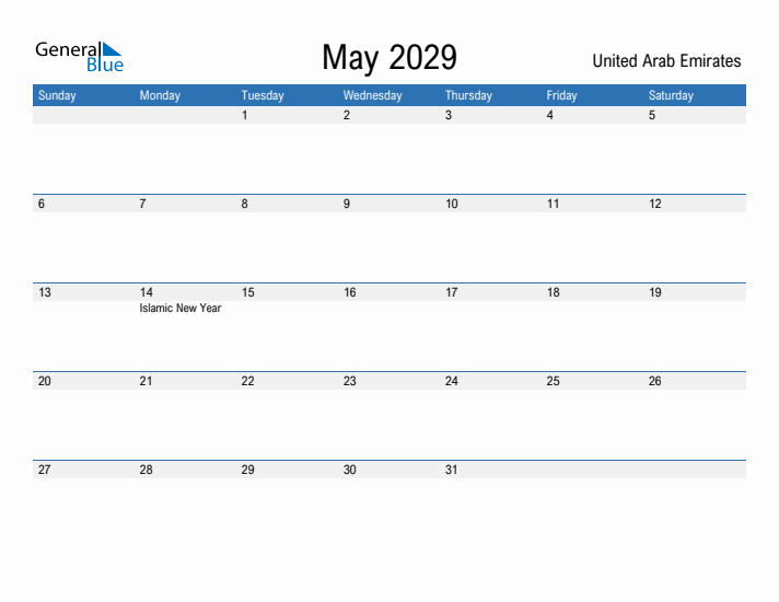 Fillable May 2029 Calendar