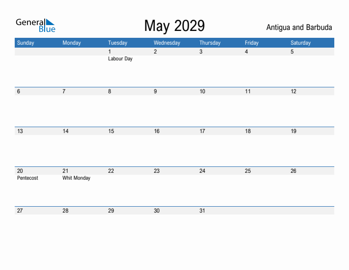 Fillable May 2029 Calendar