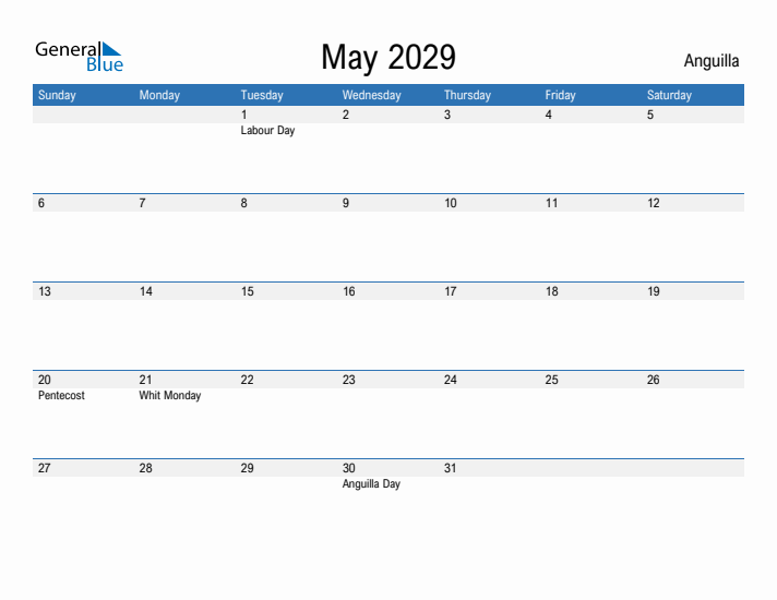 Fillable May 2029 Calendar