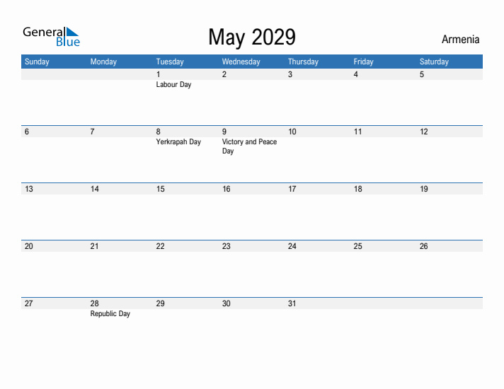 Fillable May 2029 Calendar