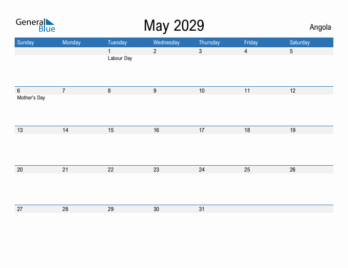 Fillable May 2029 Calendar