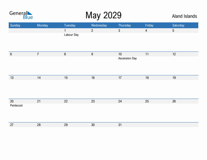 Fillable May 2029 Calendar