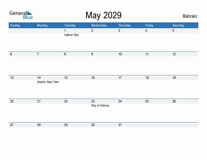 Fillable May 2029 Calendar