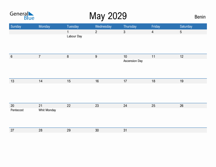 Fillable May 2029 Calendar