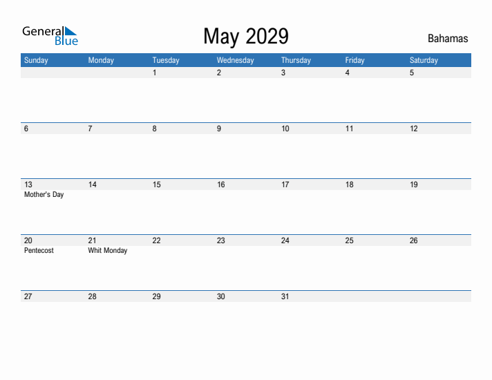 Fillable May 2029 Calendar