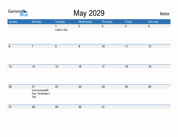 Fillable May 2029 Calendar