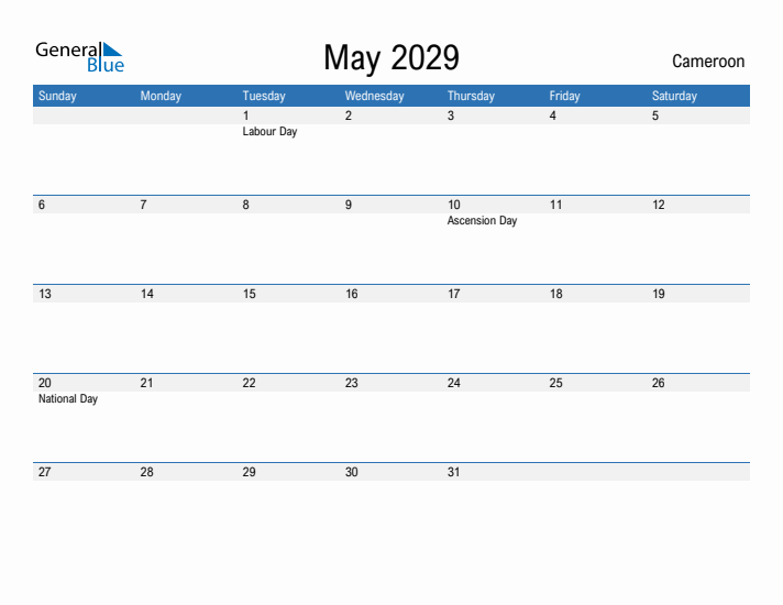 Fillable May 2029 Calendar